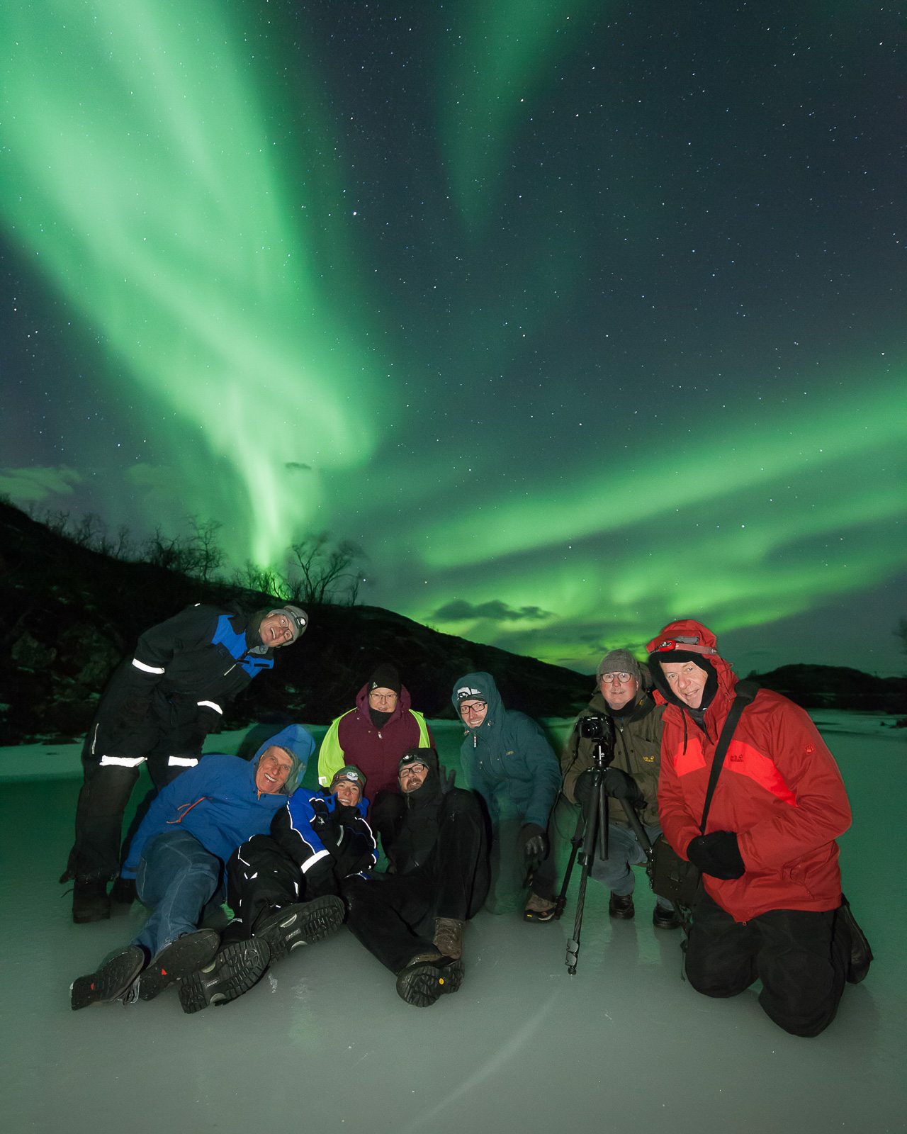 Gruppenfoto mit Nordlicht