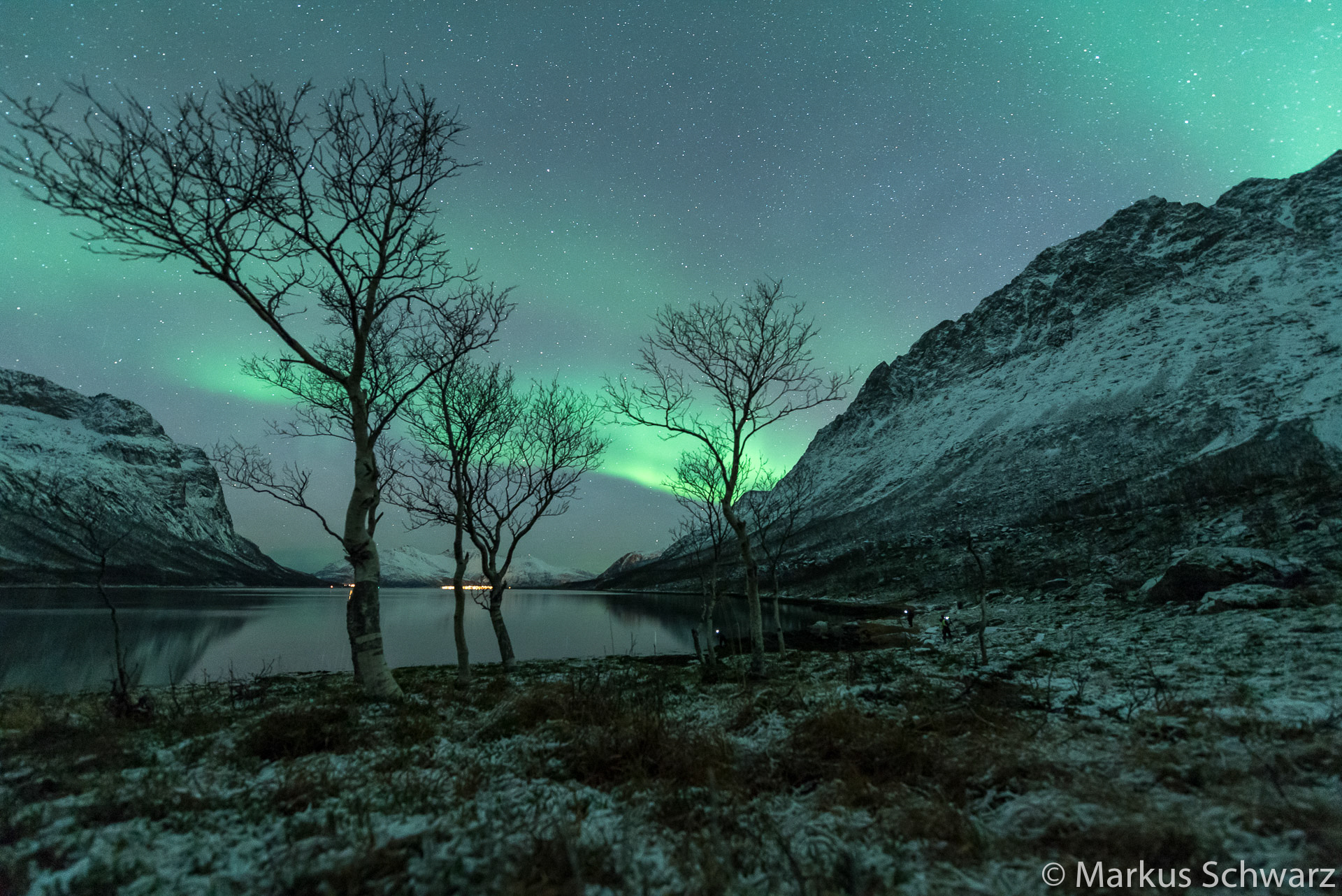 Polarlichter Fjord Norwegen