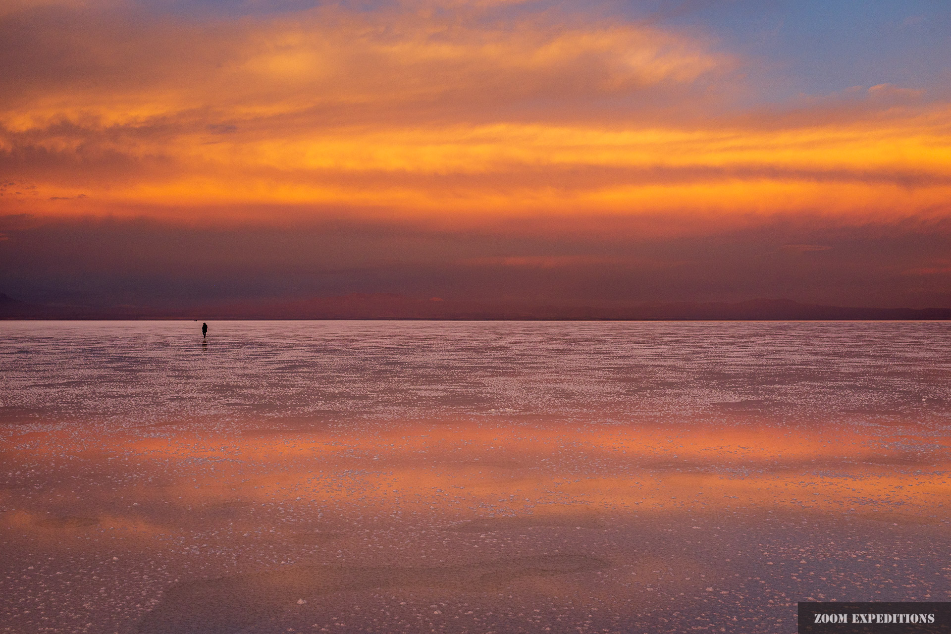 burning sky at Salar de Uyuni, Bolivia