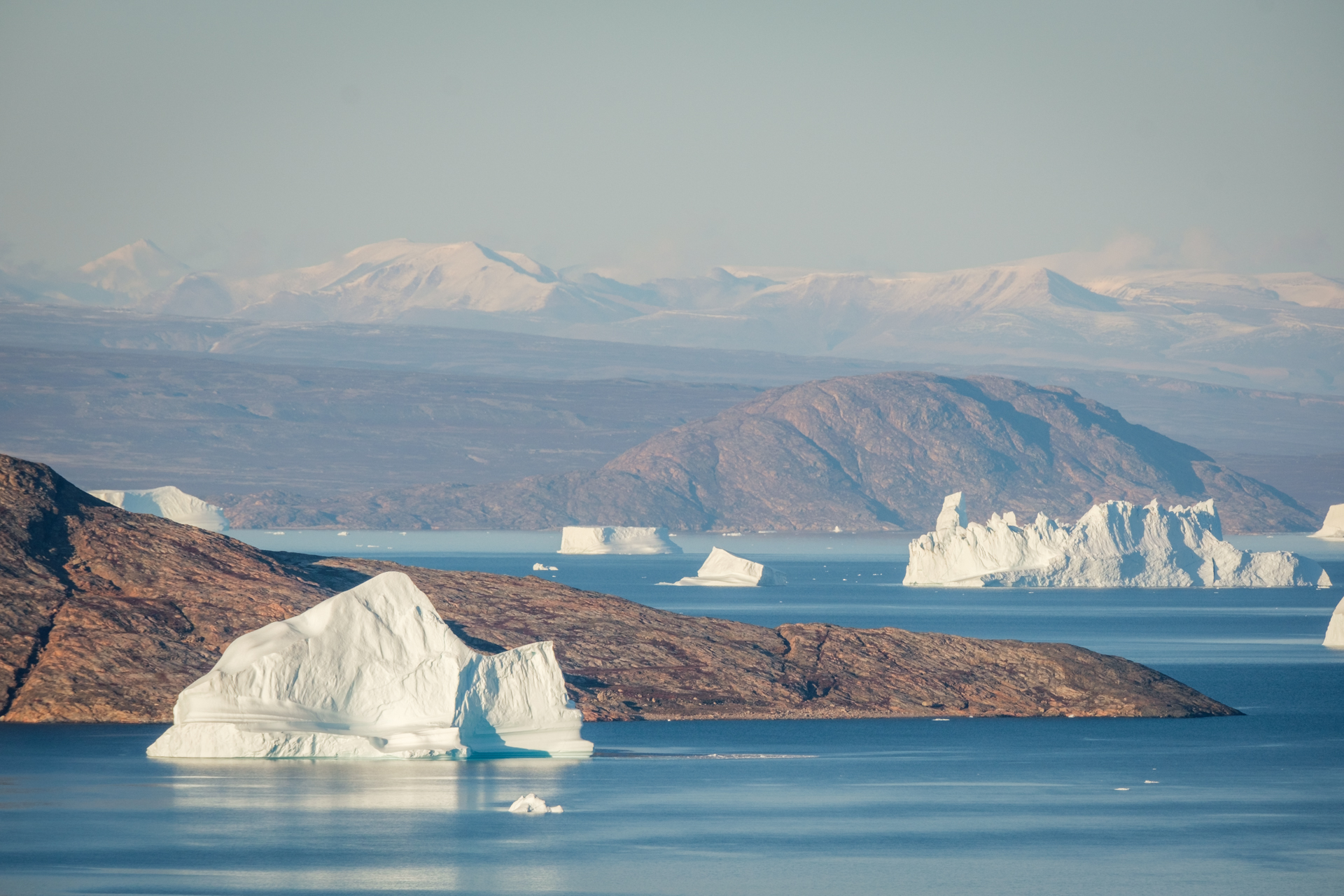 Floating icebergs in Scoresbysund.