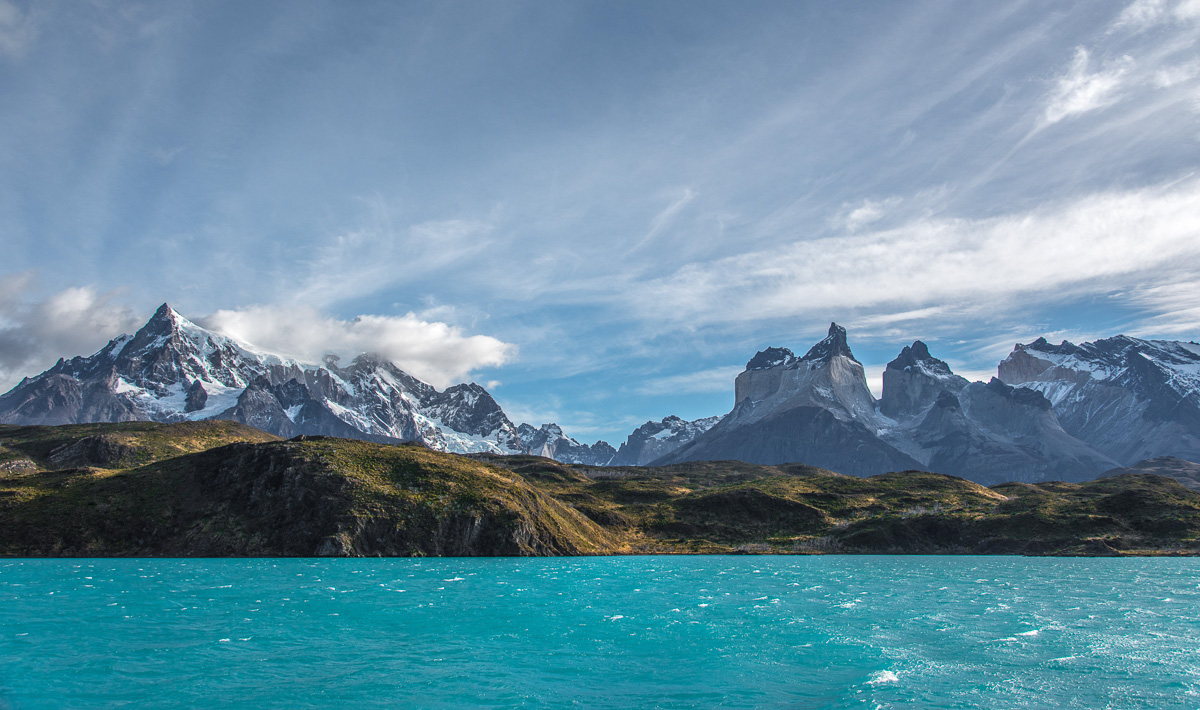 Überfahrt über den Pehoe See, Cuernos del Paine