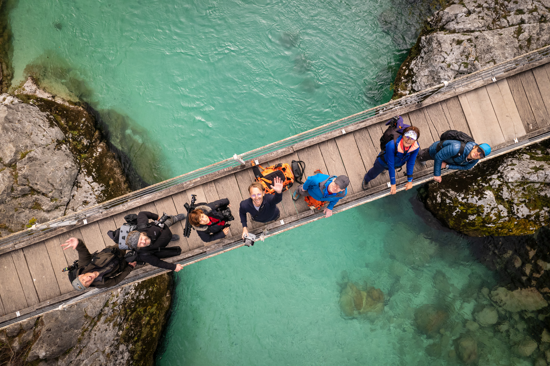 Gruppenfoto am Soca Fluss