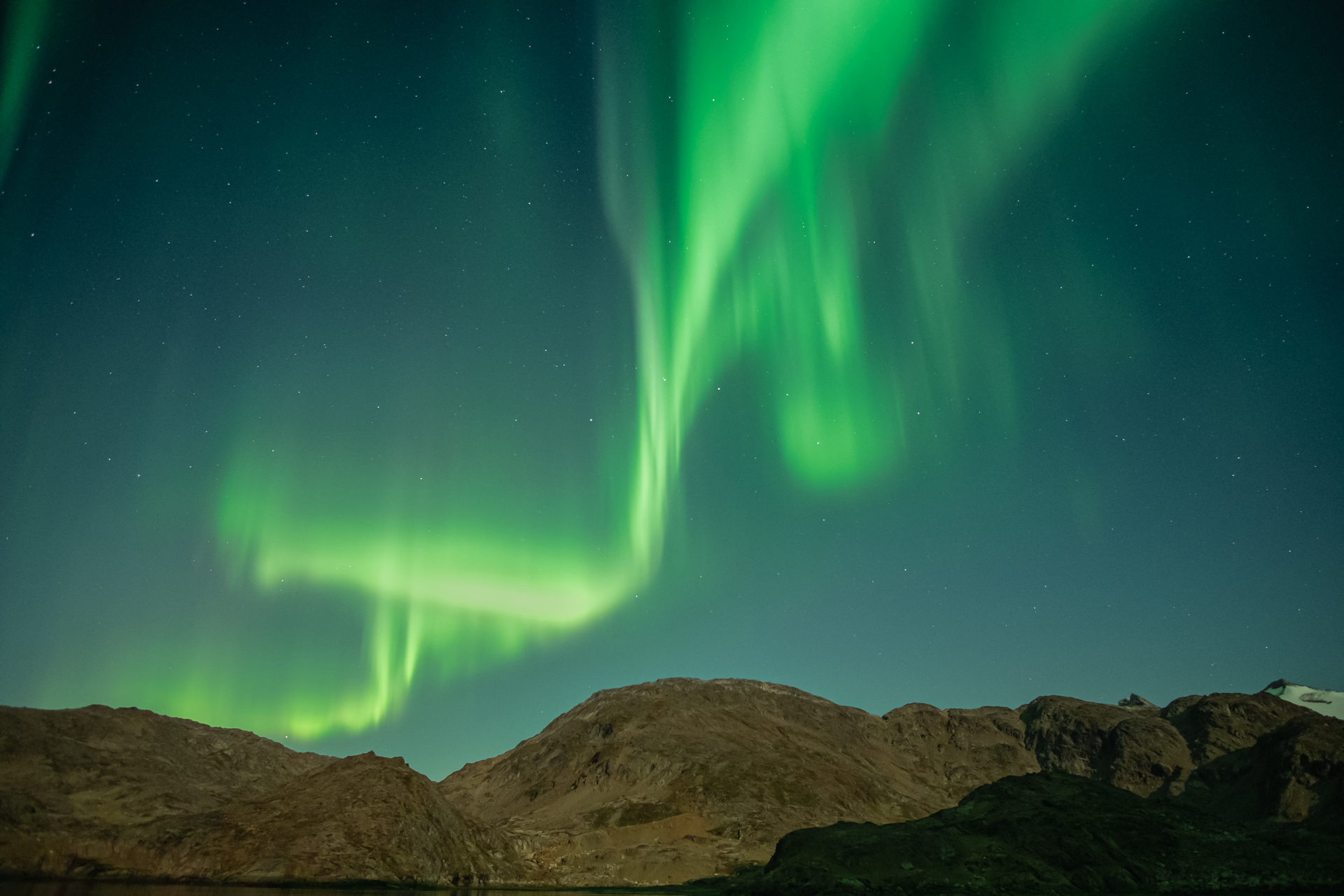 Nordlichter auf unserer Grönland Fotoexpedition.