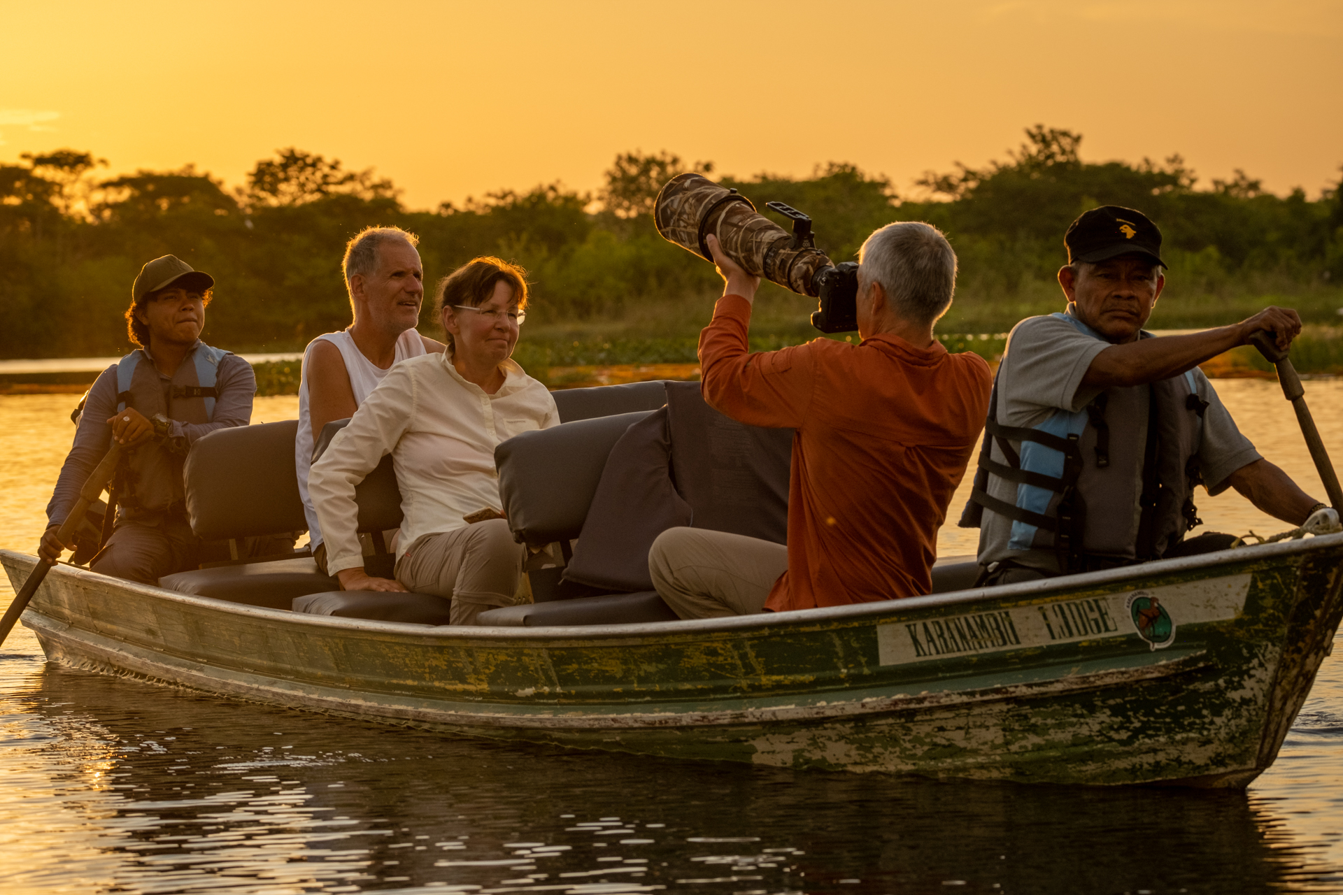 Sunset o the river in Guyana.