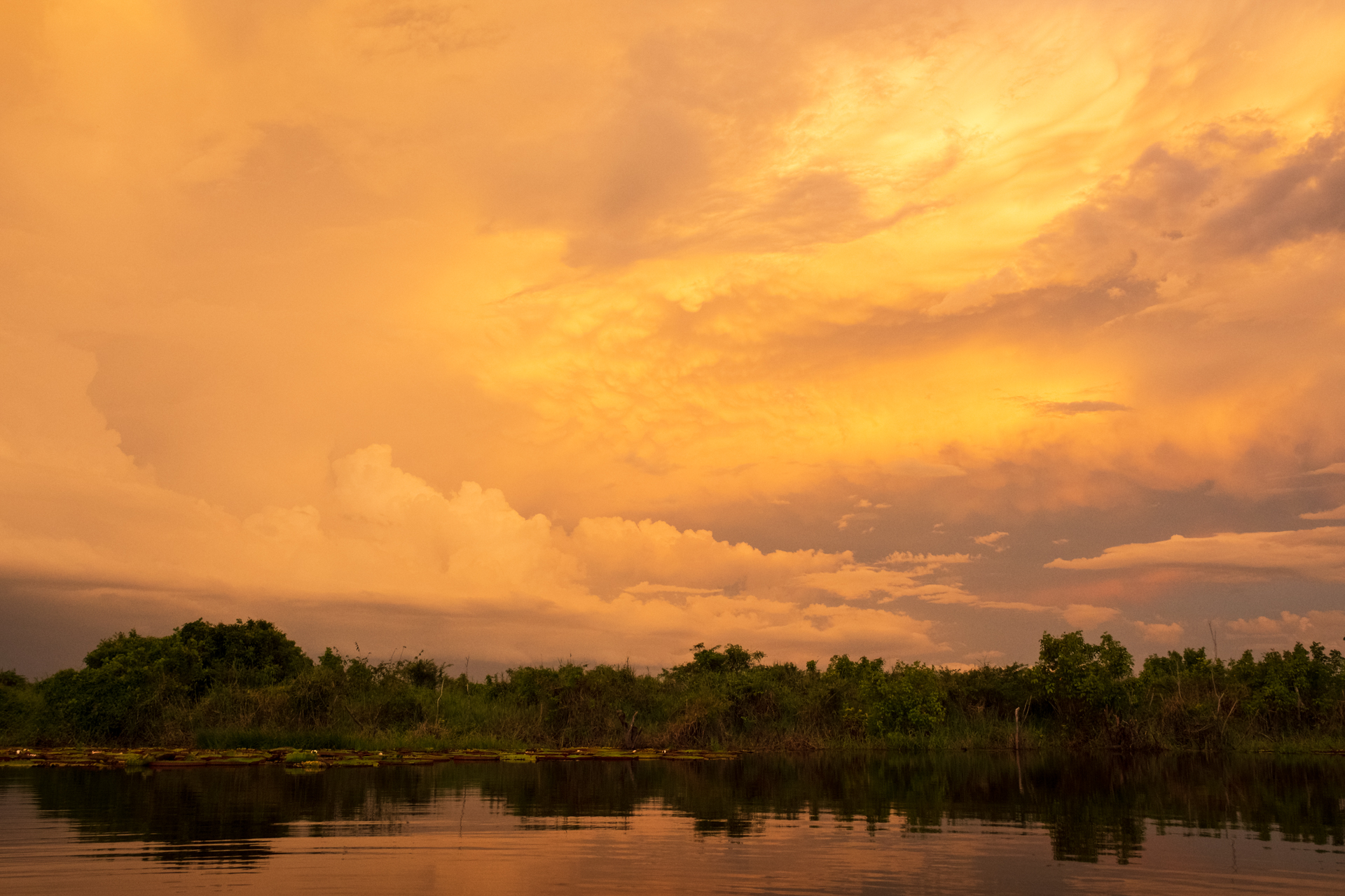 The sky is burning in Guyana for sunset.