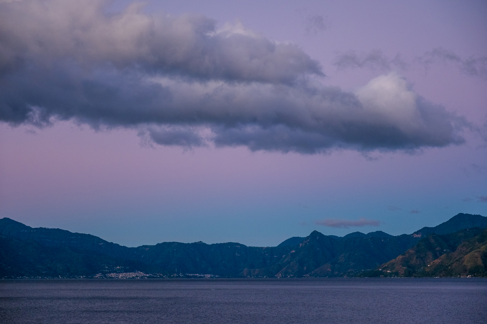 Blue Hour at Lago Atitlán in Guatemala.