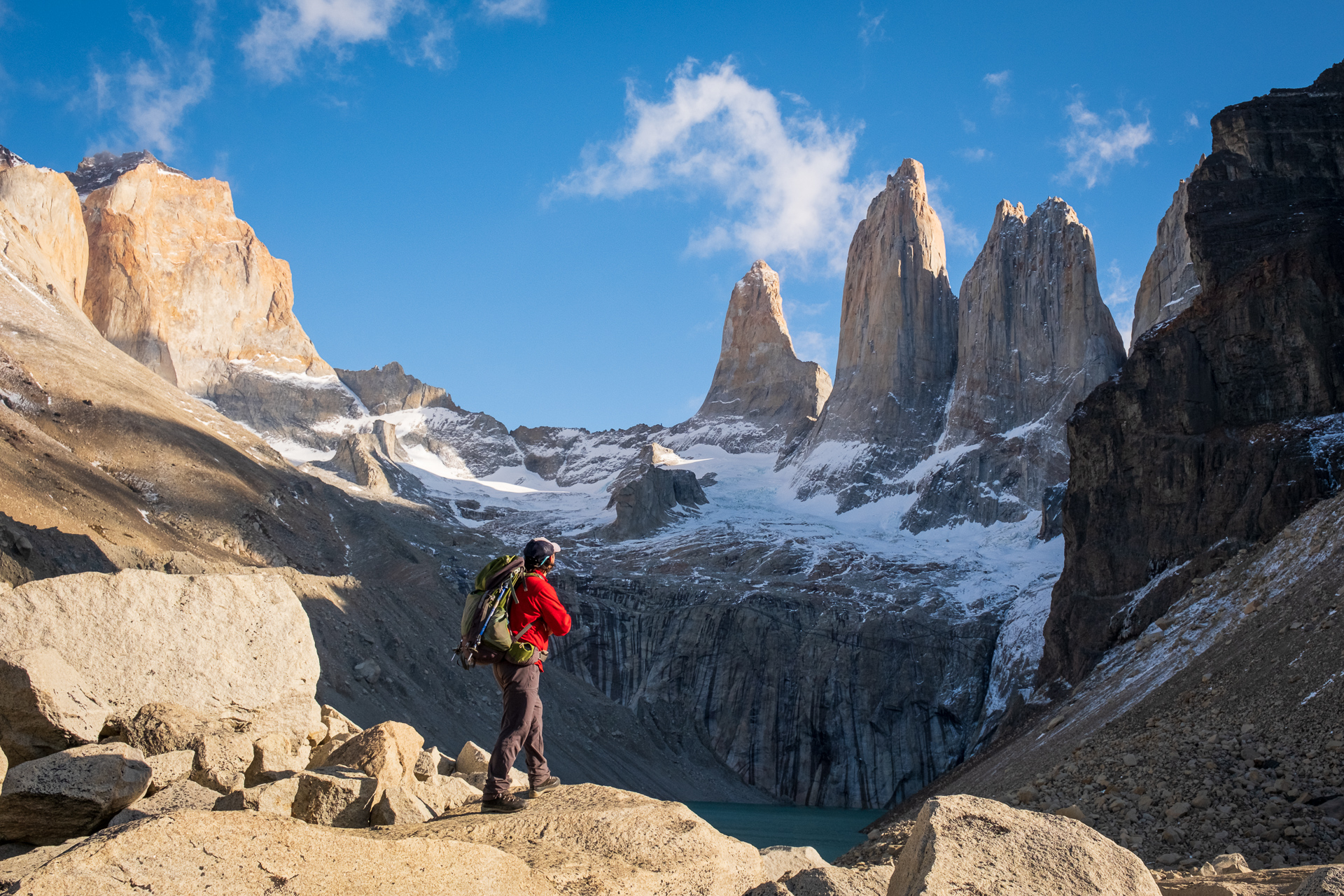 The Torres del Paine in the afternoon.