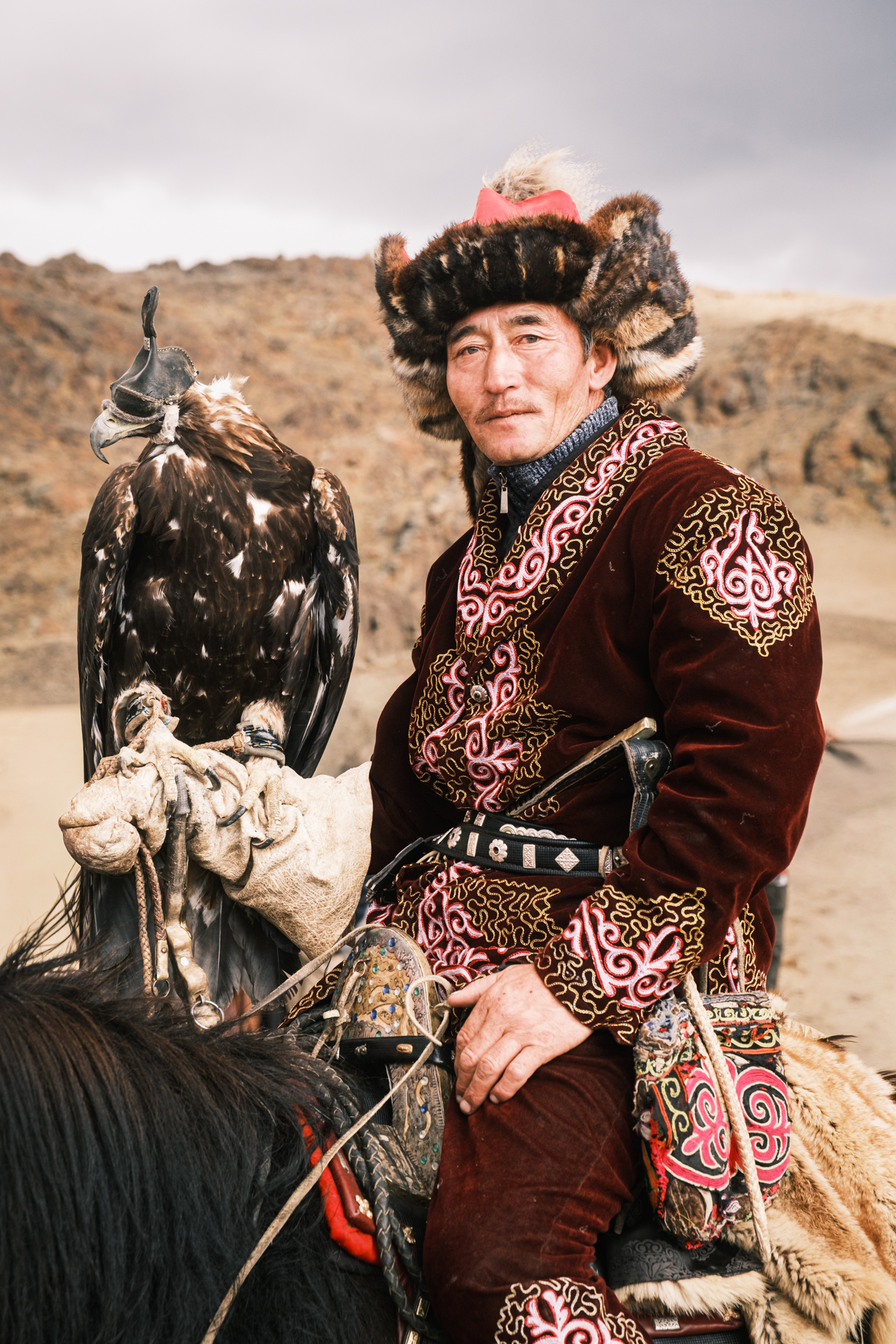 Portrait of a Mongolian Eagle Hunter.