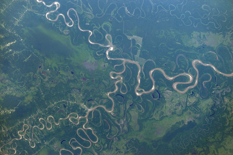 Zusammenfluss der Flüsse Chimoré, Ichilo und Mamoré. (NASA Bildarchiv) 