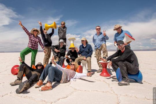 Gruppenfoto auf dem Salar de Uyuni