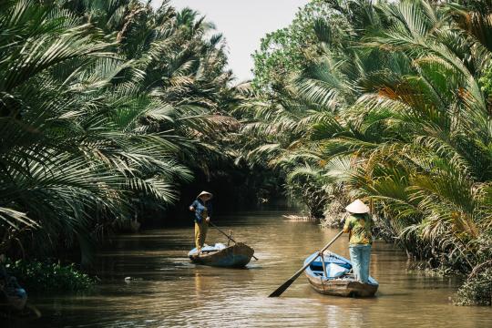 Boote im Mekong Delta.